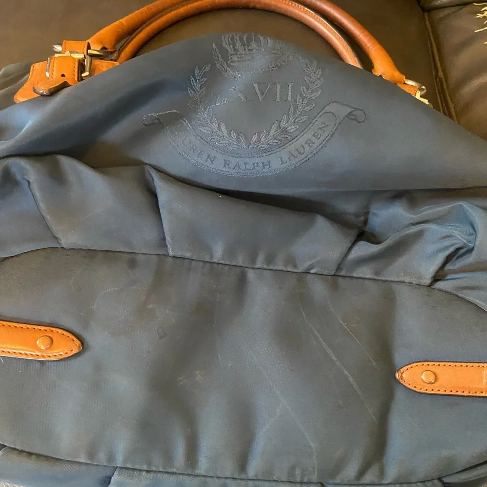 Lauren by Ralph Lauren Navy with Leather LXVII Crown Purse - Picture 9 of 9